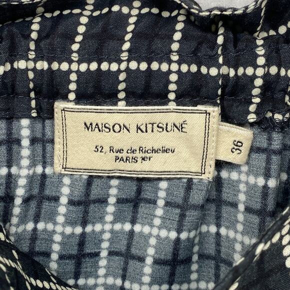 MAISON KITSUNE Skirt 36 A-Line Check Midi Button Front Viscose Black - Picture 5 of 12